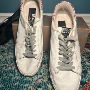 Golden Goose White Sneakers with Pink Heel Tab